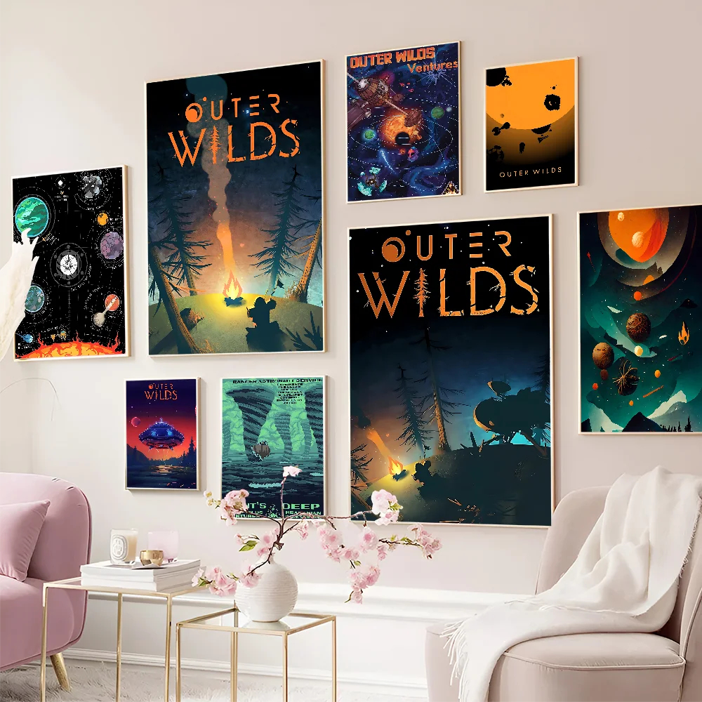 Outer Wilds Anime Posters Sticky Waterproof Paper Sticker Coffee House Bar Kawaii Room Decor