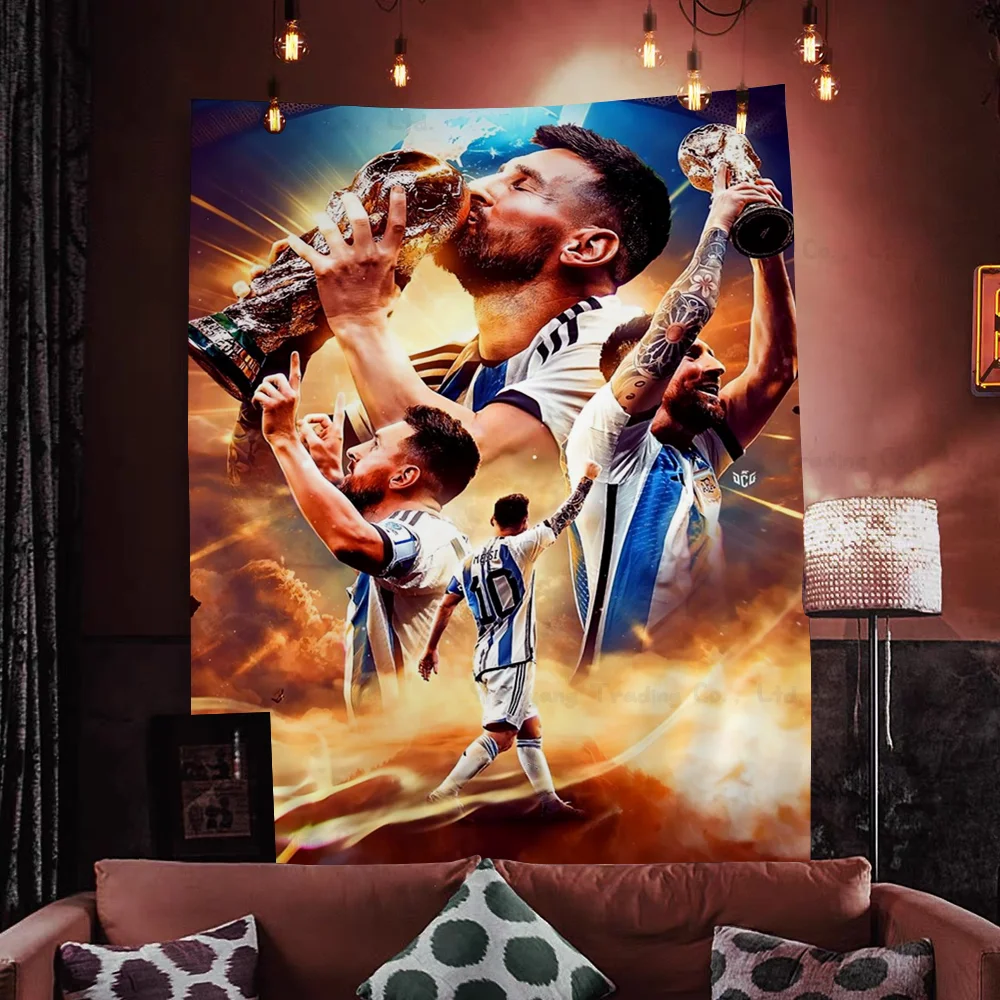 

1PC Football Star Popular Character M-Messi Tapestry Art Printing Japanese Wall Tapestry Anime Wall Hanging Home Decor