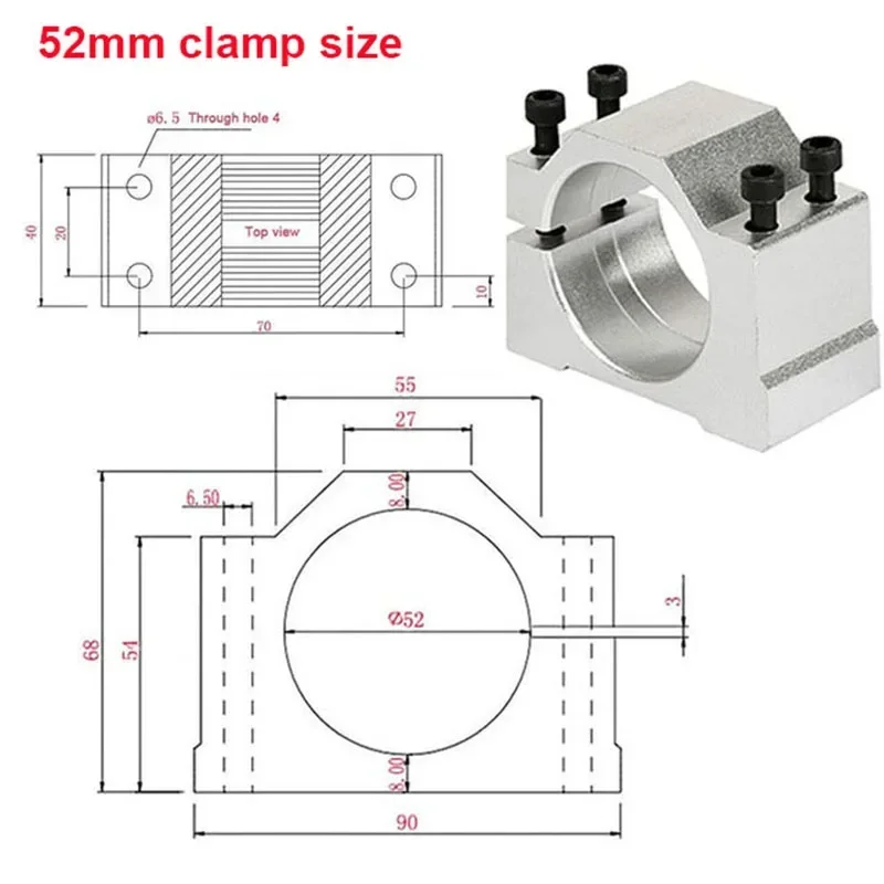 Aluminium CNC Spindle Clamp Holder Inner Diameter 52mm 65mm 80mm Z Axis Router Mount Bracket 800W 1.5KW 2.2KW Spindle Fixture