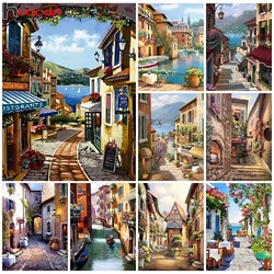 Huacan Diamond Painting Landscape City Kit Full Embroidery Scenery Street Diy Gift Home Decor Picture Of Rhinestones