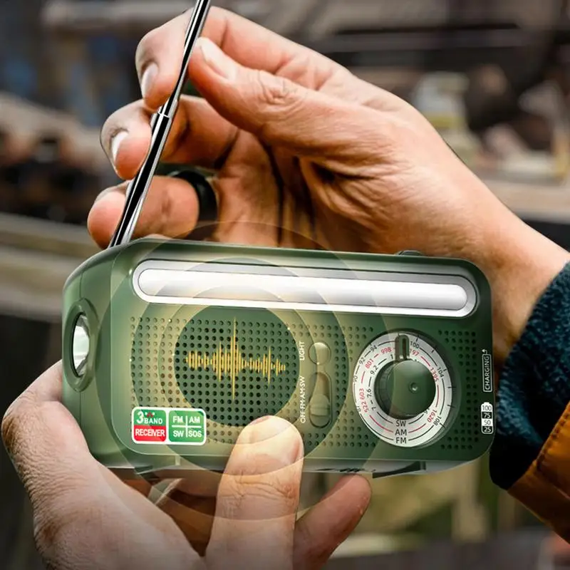 

Portable Radio Waterproof Emergencies AM FM Radio Hand Crank Solar LED Flashlight Waterproof Reading Lamp Survival Gear For
