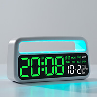3-in-1 LED Digital Alarm Clock with Ambient Light & USB Charger, Portable Night Light Bedside Clock for Home Bedroom Decor