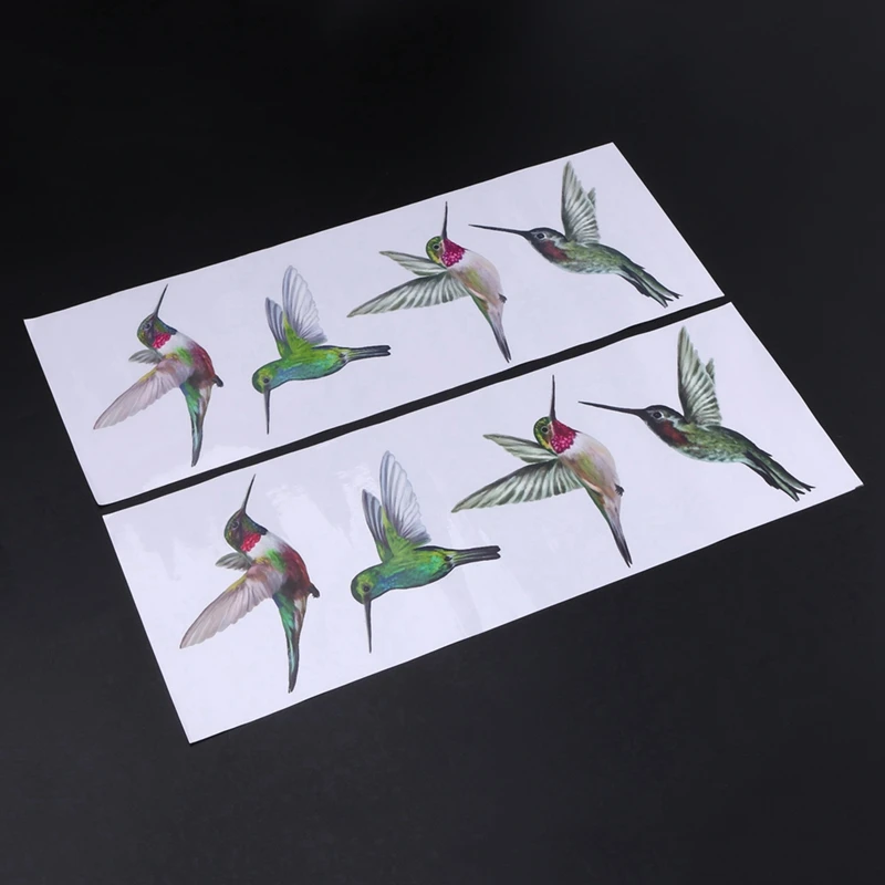 2X 8 Large Beautiful Humming Bird Static Cling Window Stickers Hummingbird Anti Collision Bird Strike Window Stickers