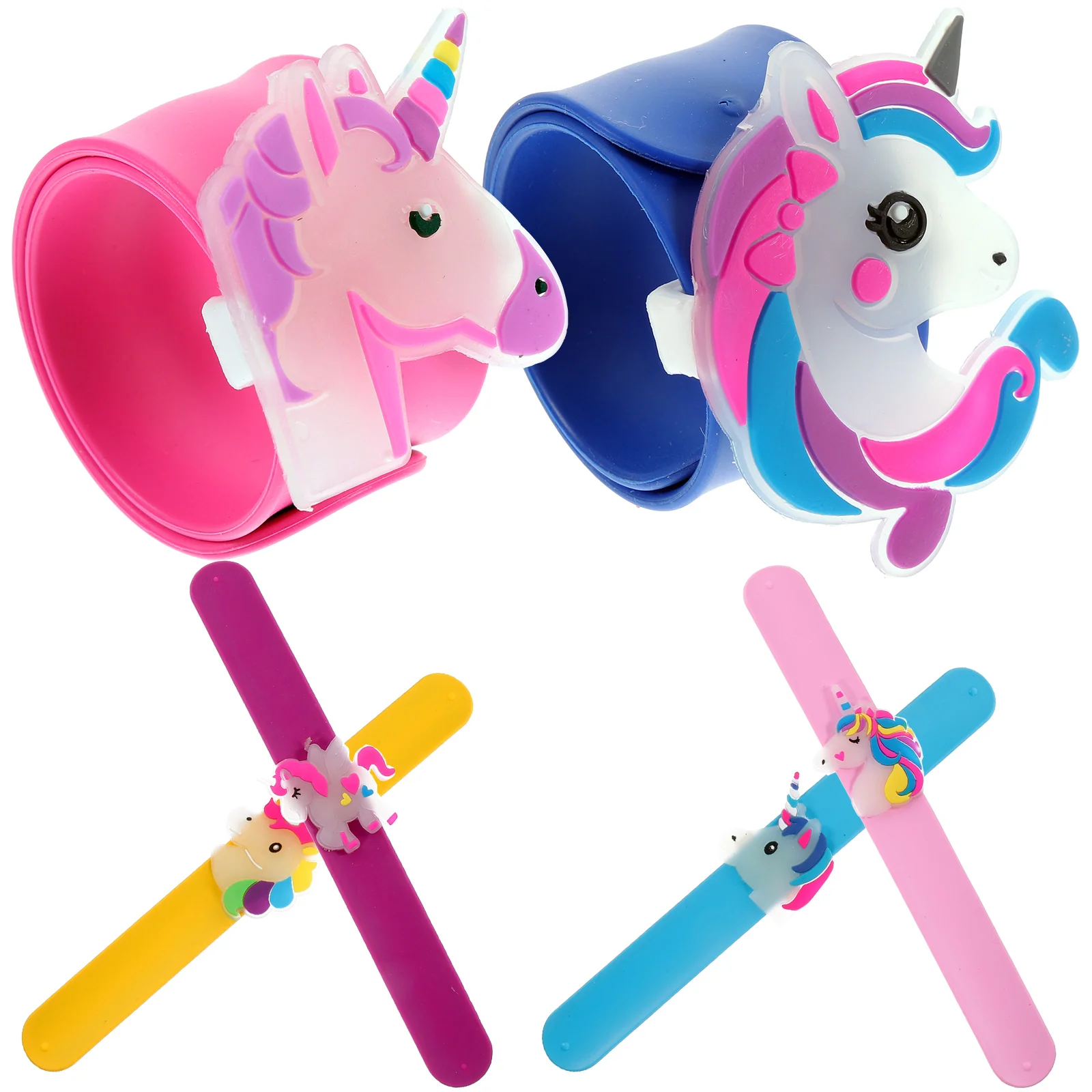 

6pcs Silicone Slap Bracelets Luminous Rings Child Wrist Bands Kids Party Favors Unicorn Animal Safe Children Toys
