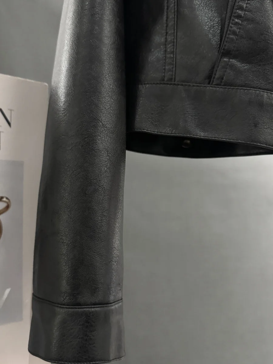 Jaqueta de Couro PU Cool Bla para Mulheres, Estilo Motociclista, Casaco de Primavera e Outono, Tendência Harajuku, Marca Chinesa, Estilo Casual