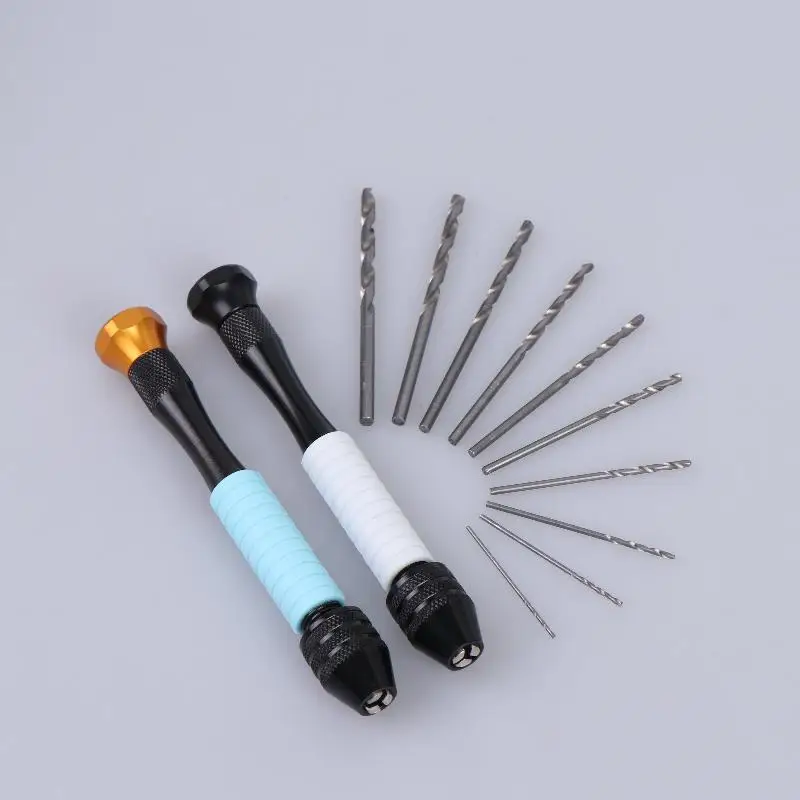 Mini-Mikro-Handbohrer aus Aluminium mit schlüssellosem Bohrfutter, HSS-Stahl-Spiralbohrer, Holzbearbeitungs-Bohrwerkzeug, manueller Handbohrer – Detail 9