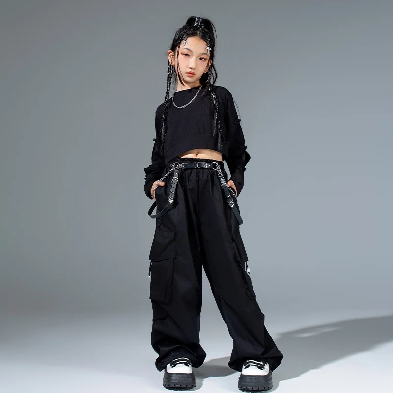 New Children'S Ballroom Dance Suits Kids Hip Hop Clothing Girls Jazz Dance Costume Kpop Outfits Stage Street Wear DW10407