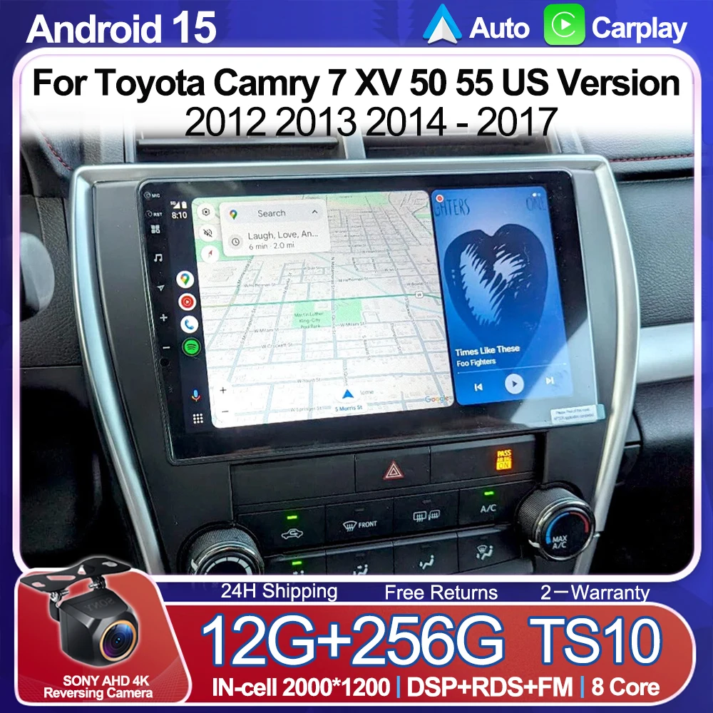 

Android 15 Car Radio Android Auto For Toyota Camry 7 XV 50 55 US Version 2012 2013 2014-2015 2016 2017 Carplay Multimedia Player