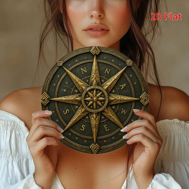 2D Flat, 1pc Vintage Compass Decor - 7.8