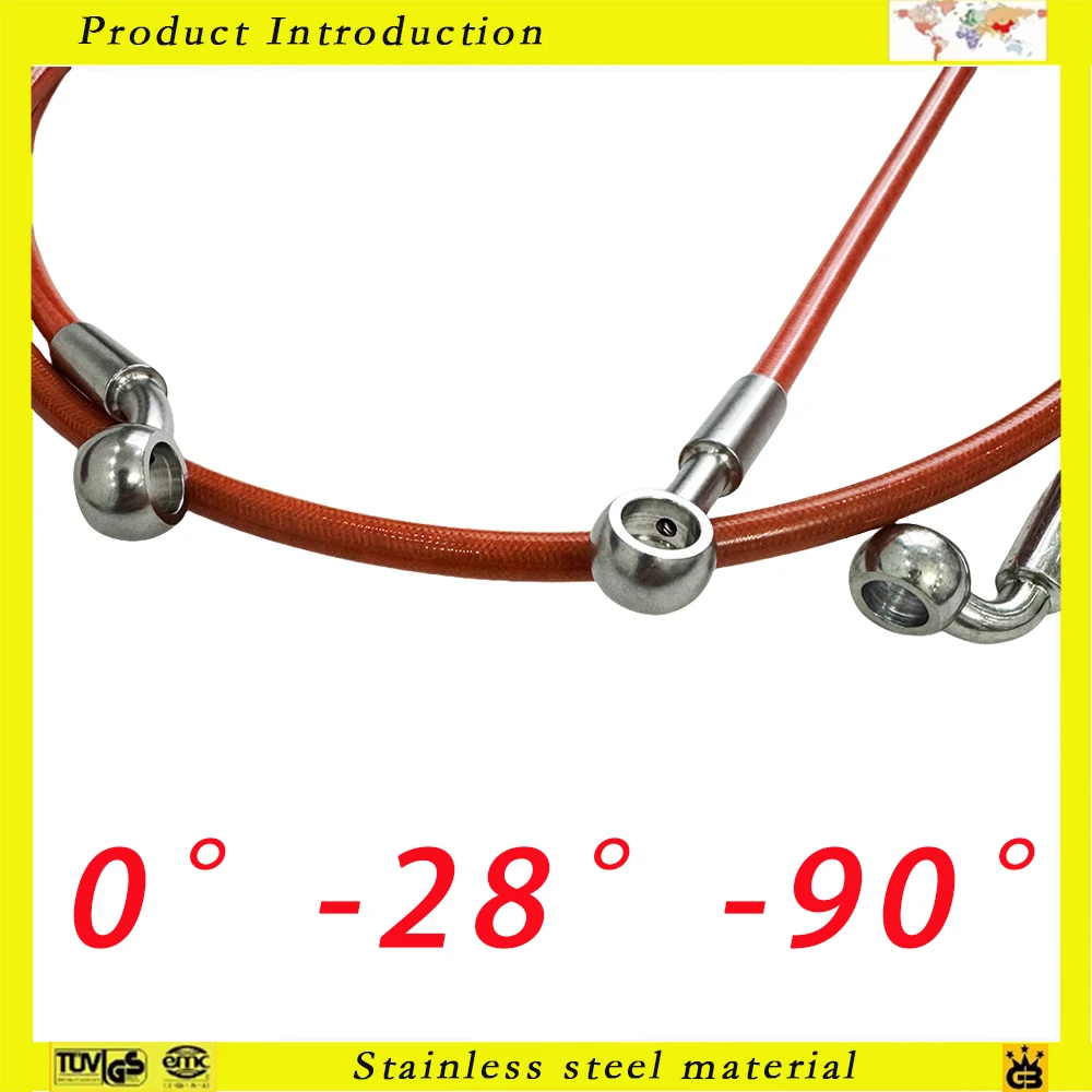 Orange 0 ° -28 ° -90 ° Hydraulic Brake Oil Pipe, Available In Multiple Angles, Stainless Steel Material, Length 10cm-500cm