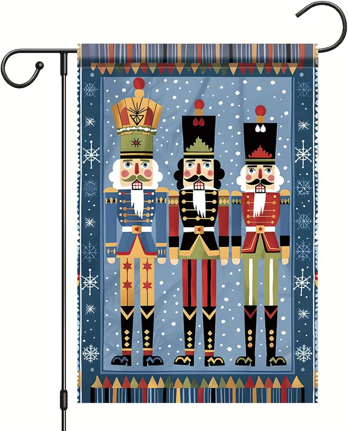 Nutcracker Christmas Garden Flag Holiday Soldiers Yard Banner 12x18 Inch Double Sided Outdoor Winter Snowflake Seasonal Patr SSL