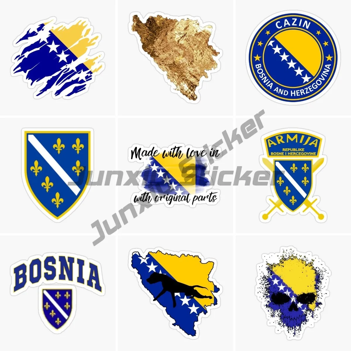 

Bosnia and Herzegovina Map Vinyl Decal Coat of Arms of Syria Sticker Waterproof Accessories on Bumper Rear Window Laptop Helmet