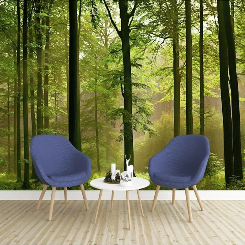 Custom 3D Photo Wallpaper Forest Green Tree Nature Landscape Mural Wall Paper For Living Room Bedroom Background Wall Painting