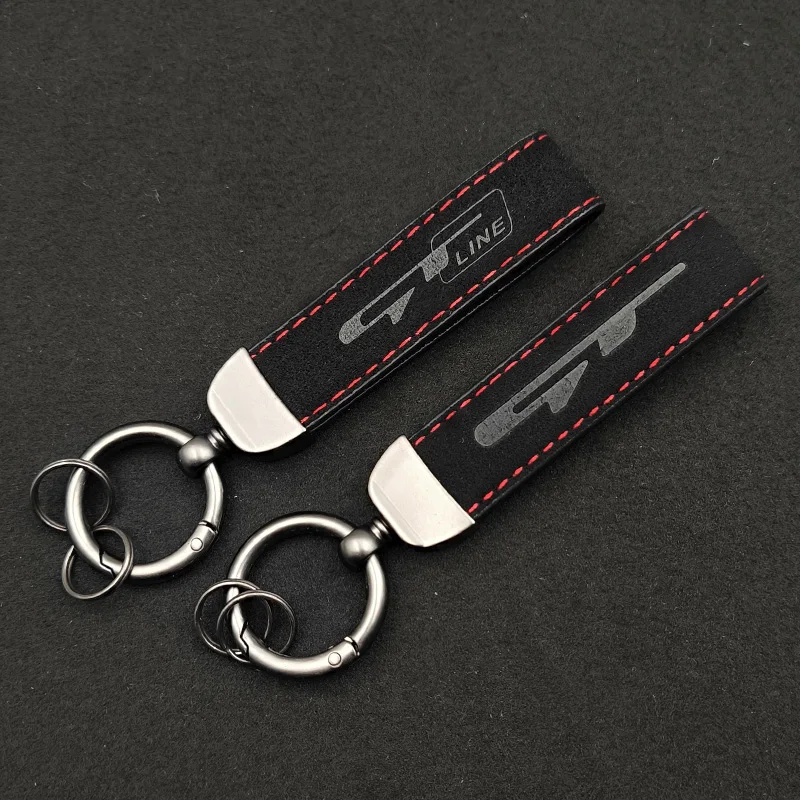 Luxury Women Men Key Chain Suede Leather Car Keychain For KIA K5 Rio Ceed Sportage Picanto Proceed GT Line Keychain Accessories