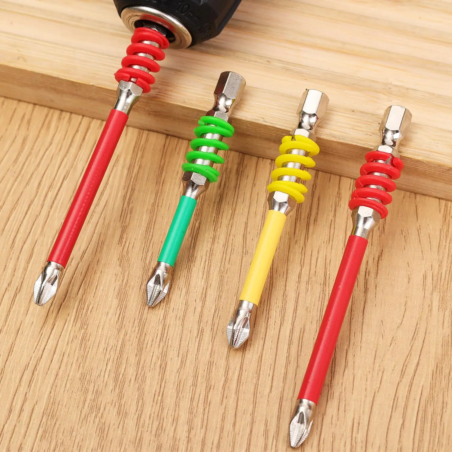 Anti-Slip Magnetic Phillips Drill Bit with Spring 65/70/90mm Screwdriver Bits PH2 Impact Driver Screw 1/4'' Hex Shank Drill Bit