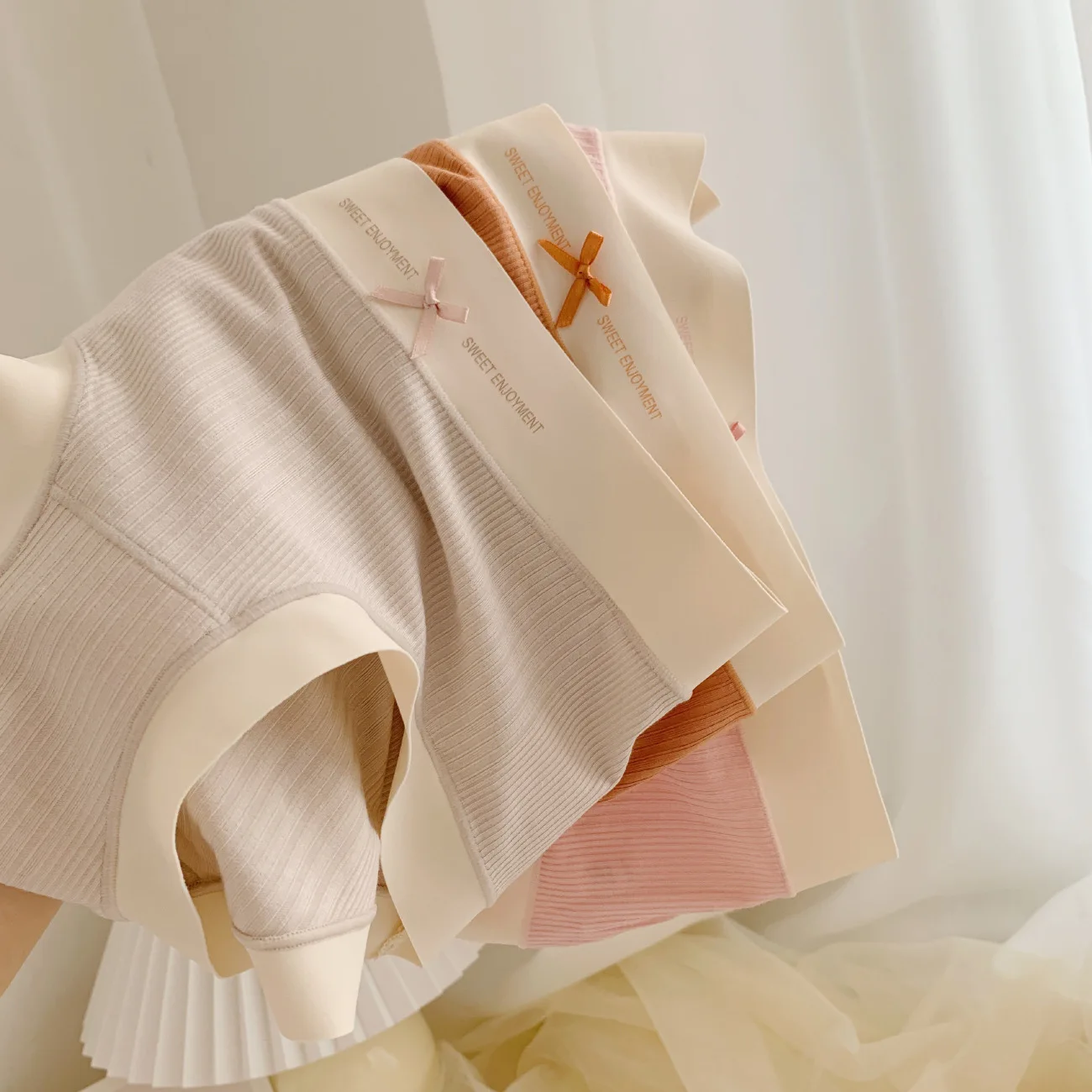 8pcs Autumn and winter new women's panties seamless modal thread nude silky high elastic girl underwear mid-waist girls ladies