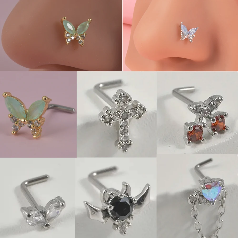 1PC CZ Marquise Paved  Nose Septum Clicker G23 Implant Titanium Nose Ring 16G Click Segment Cartilage Daith Hoop Conch Earring