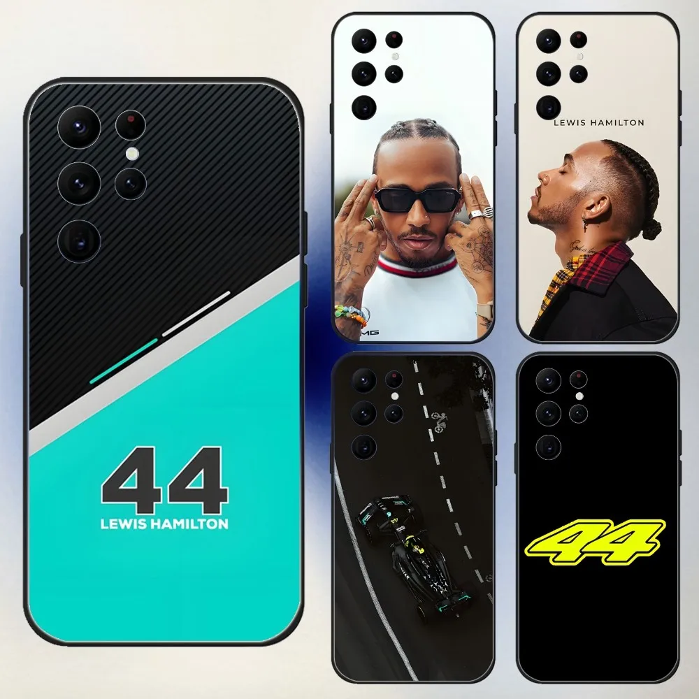 L-Lewis Hamilton F1 44 Phone Case For Samsung S24,23,22,30,21,10,9,Ultra,Plus,Lite,FE,5G Black Soft Case