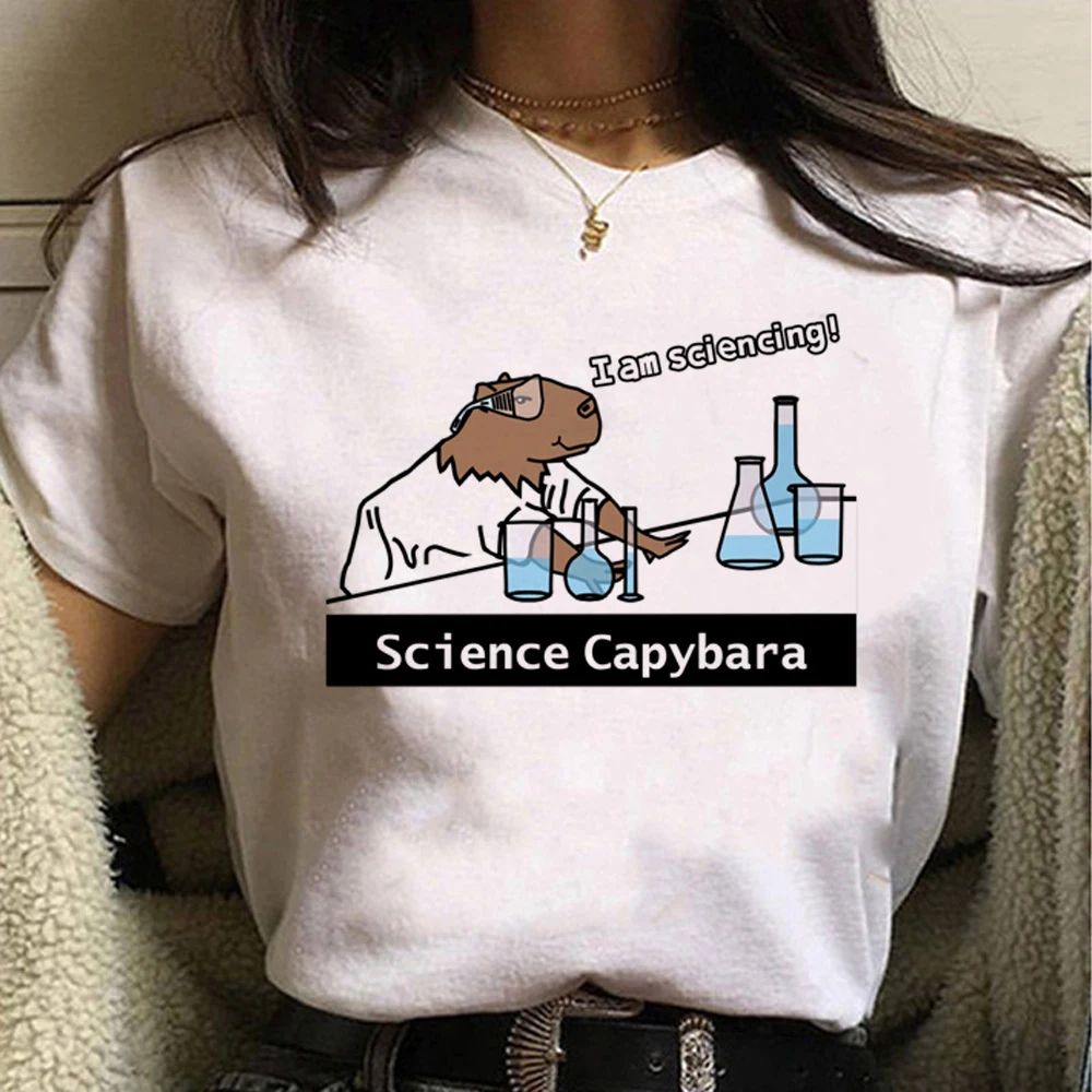 Capybara T-shirt Funny Capy birthday Graphic Women Casual Vintage T-shirts Cute Cartoon Print Streetwear Women Short Sleeve Tees