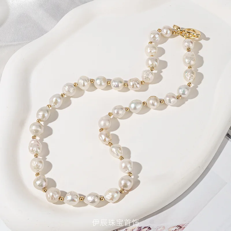 

Ожерелье в стиле пресноводного барокко, нерегулярный большой жемчуг