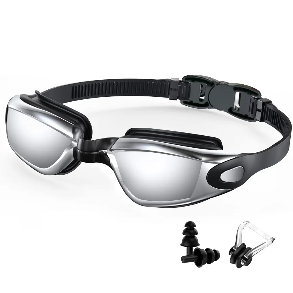 Professionelle Schwimmbrille, Schwimmbrille, beschlagfrei, klare Sicht, wasserdicht, schnell verstellbar, mit Ohrstöpsel, Nasenklammer, Brillen – Detail 11