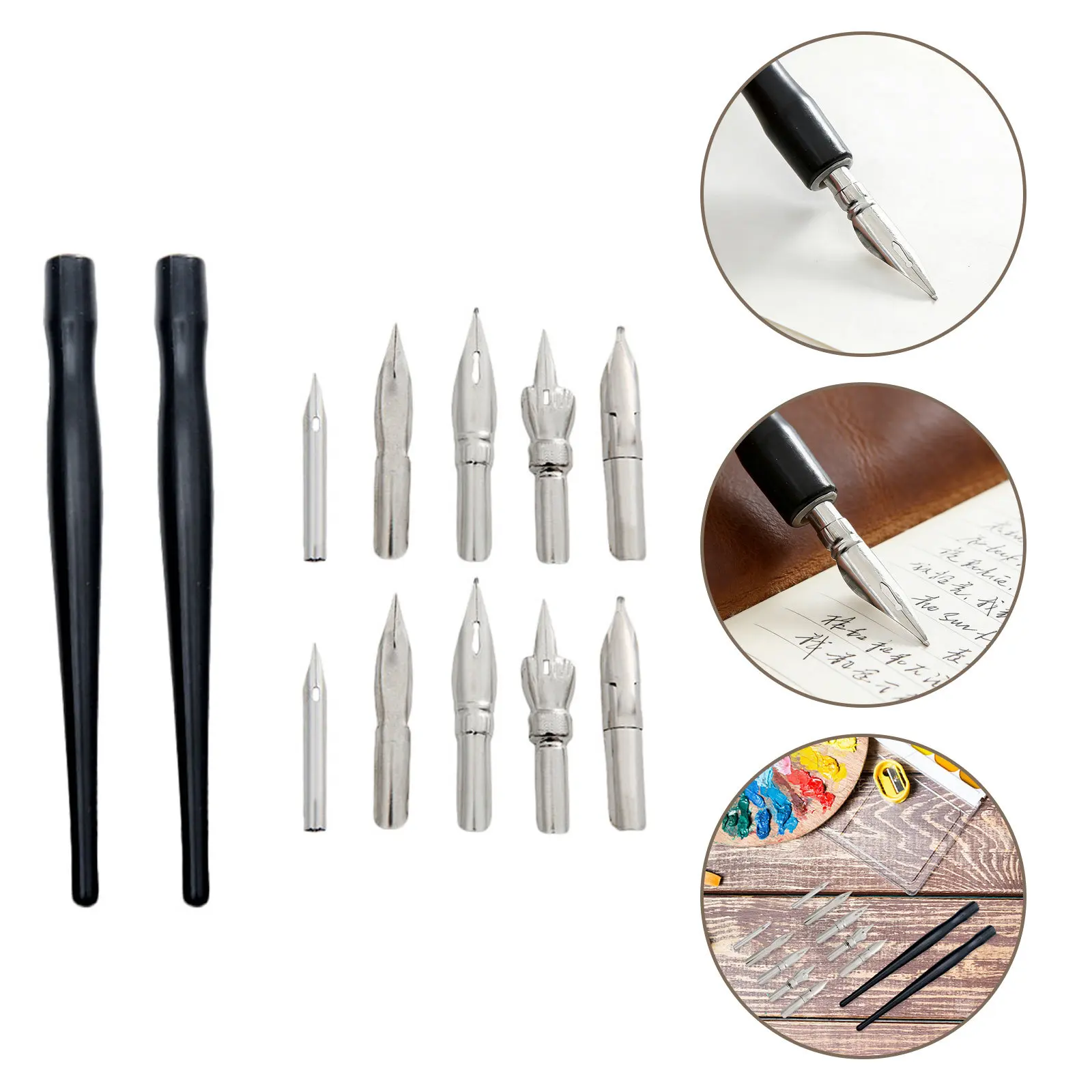 

2Sets Cartoon Dip Pen Set with Metal Plastic Penholder for Drawing Writing Art Craft Projects Comic Pen Accessories Kit