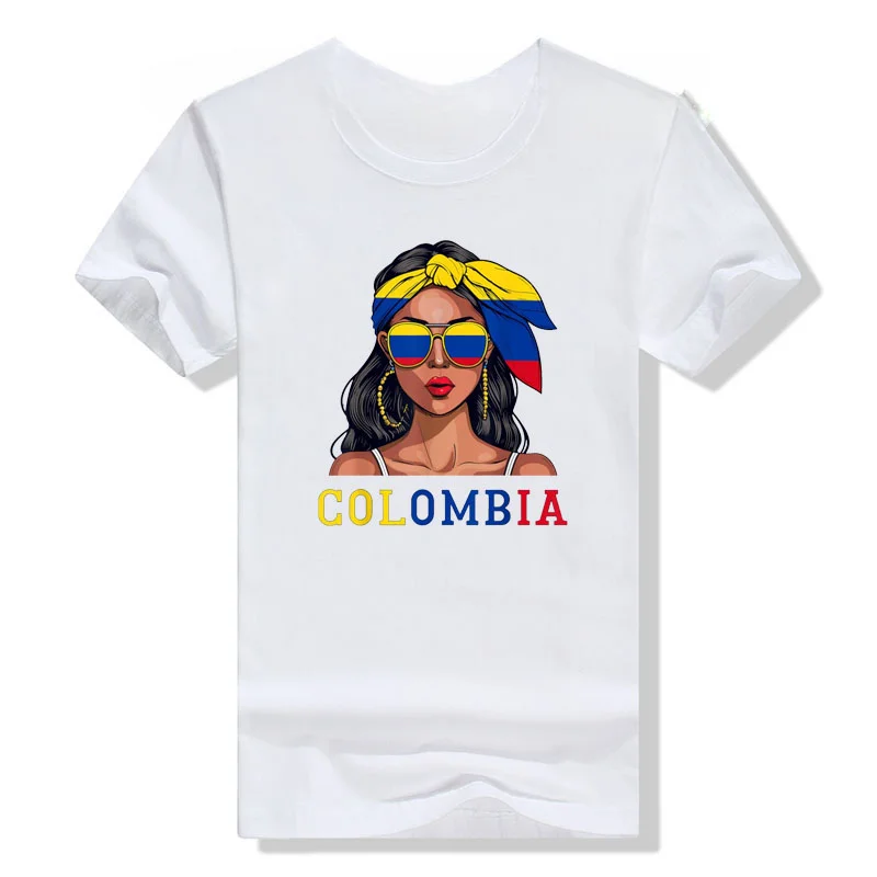 Colombianas Souvenirs Products Woman Flag Roots Colombia T-Shirt Girls Fashion Colombianos Proud Graphic Tee Short Sleeve Outfit