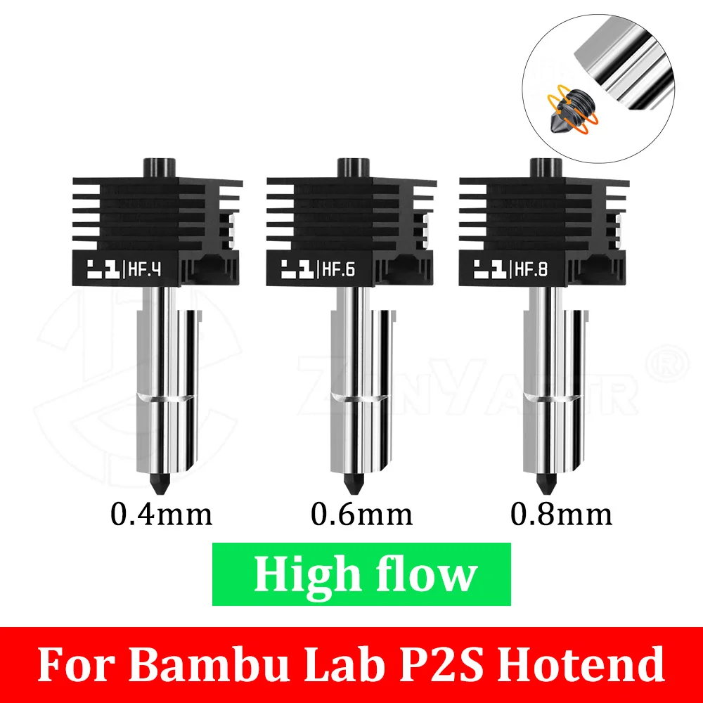 Für X2D P2S Hotend für Bambu Lab P2S Standard/High Flow Hotend Hochwertig Schneller Druck Abnehmbare Düse 0,2 0,4 0,6 0,8