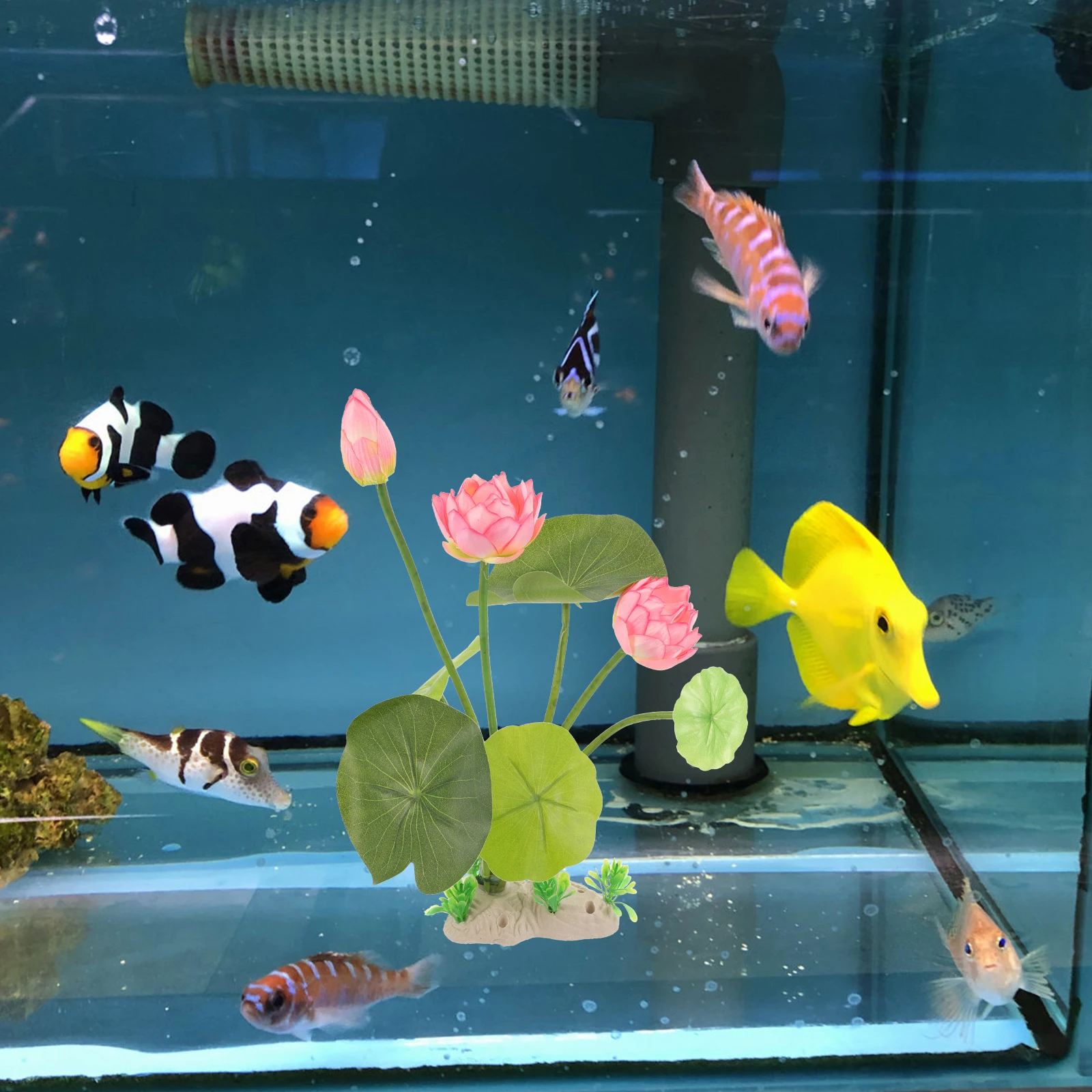 

Aquarium Landscape Lotus Fish Tank Decoration Artificial Plants Fake Grass Aquarium Decor Realistic Ornament Vivid Natural