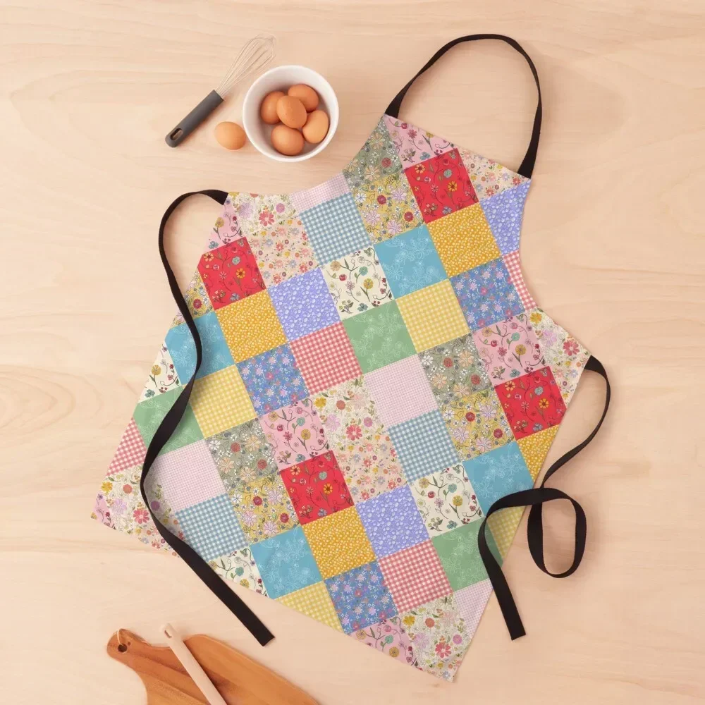 Happy cottage patchwork diamonds by Tea with Xanthe Apron Custom japanese woman custom women's kitchen Women Kitchen'S Apron