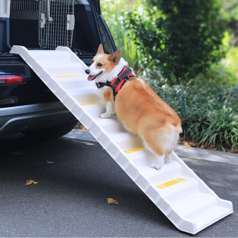 Plastic Dog Ramp Ladder Pet Folding Ladder Non-Slip Dog Car Slope Ladder for Car Trunk Stairs and StepsPet Access Ramp