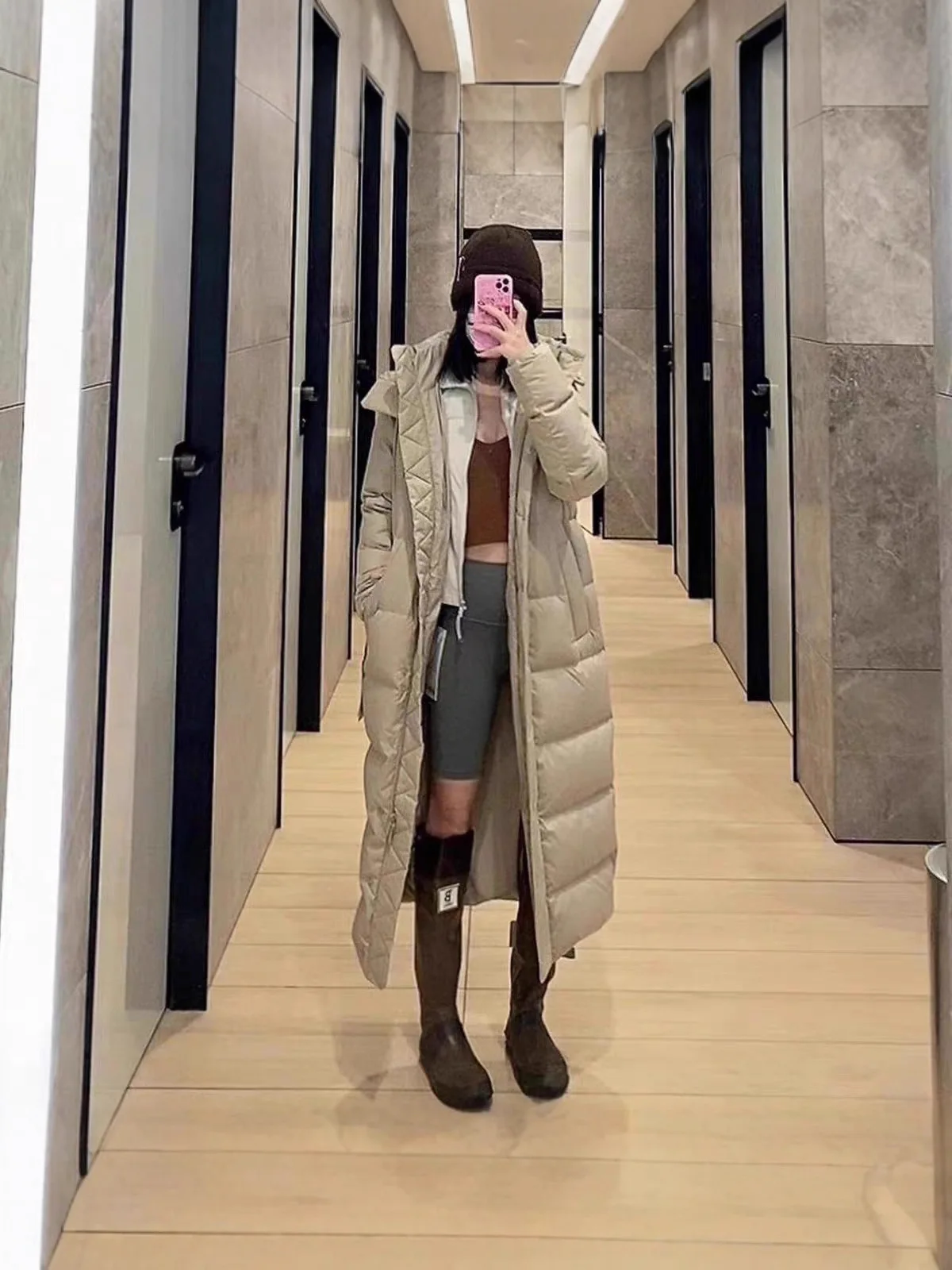 

EXJRlu Thickened Long down Jacket White Goose Feather Hooded Coat Warm Casual Style Women's Winter Coat Nine Grid Design
