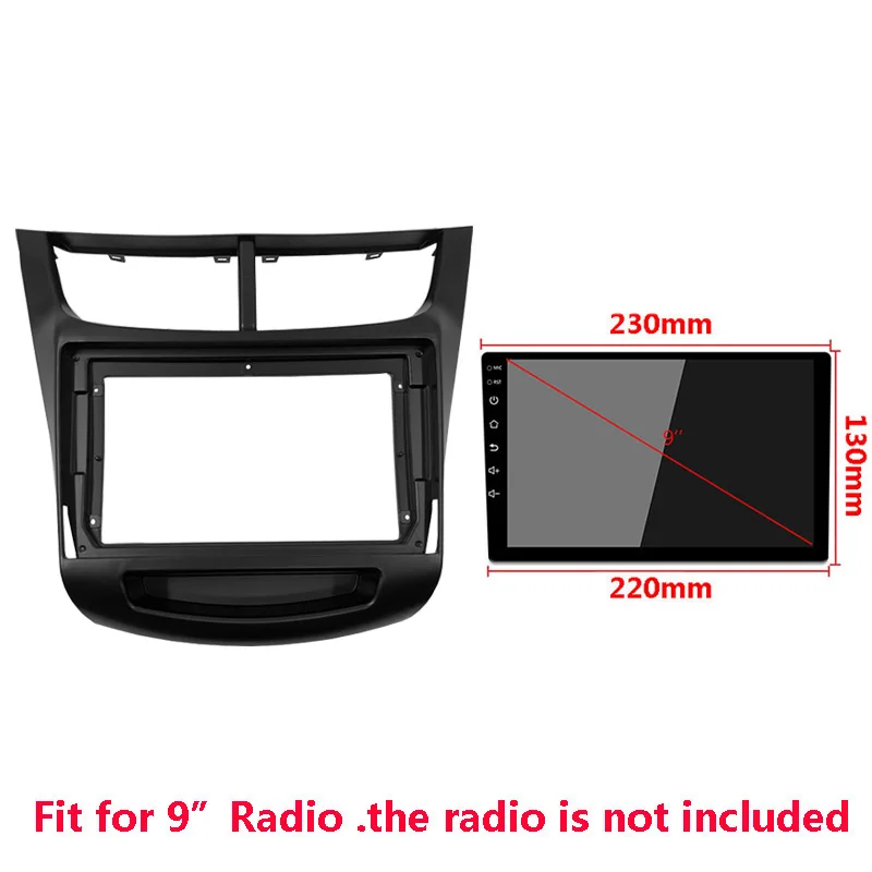 9 Inch 2 Din Autoradio Stereo Head Unit Frame Kit For Chevrolet Sail 2014+ Dashboard Plastic Panel Mounting Bezel Faceplate
