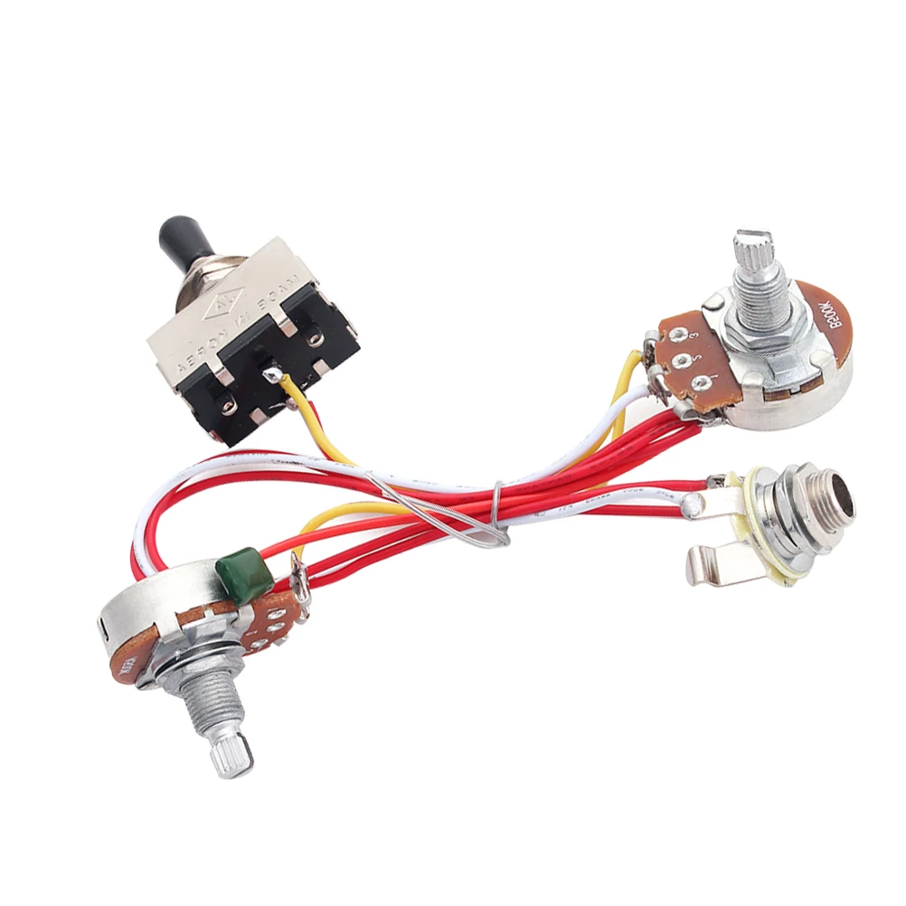 

Potentiometer Black Button 3 Way Toggle Volume Tone Electric Guitar Wiring Harness Kit
