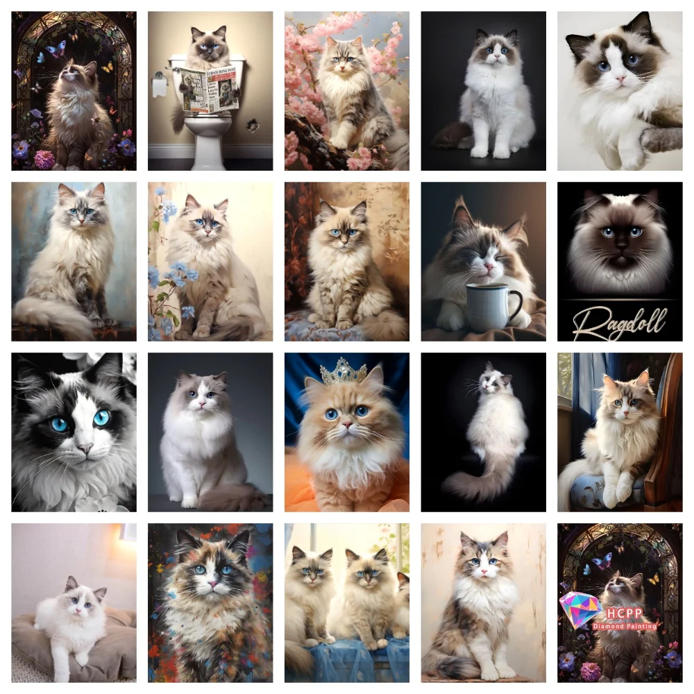 Ragdoll Katze 5D DIY quadratische runde Diamant Malerei Kits süße Katzen Porträt Diamant Stickerei Mosaik Hand Geschenk Home Decor Geschenk