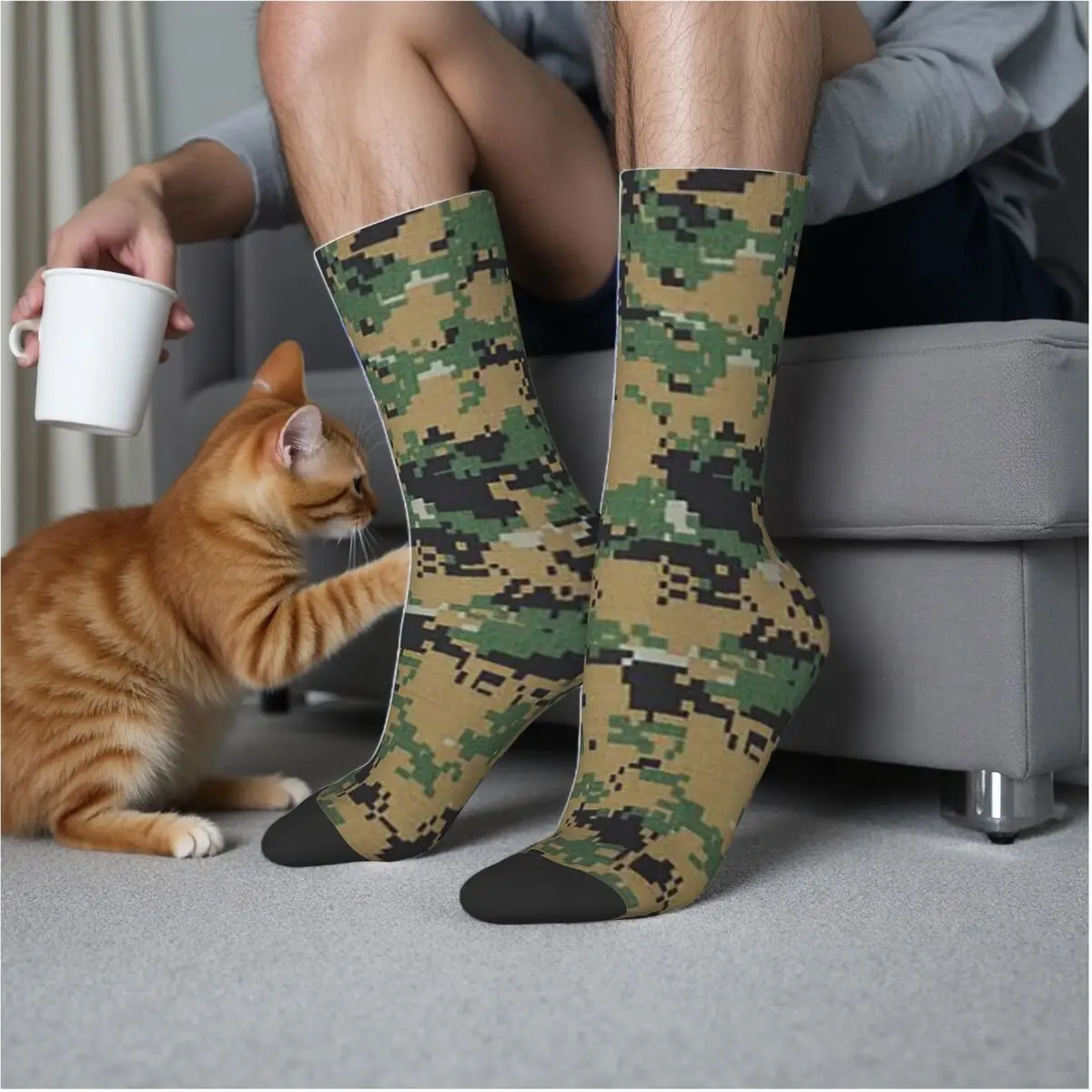 

Camo Camouflage Military Woodland Army Socks Harajuku Sweat Absorbing Stockings All Season Long Socks for Unisex Gifts