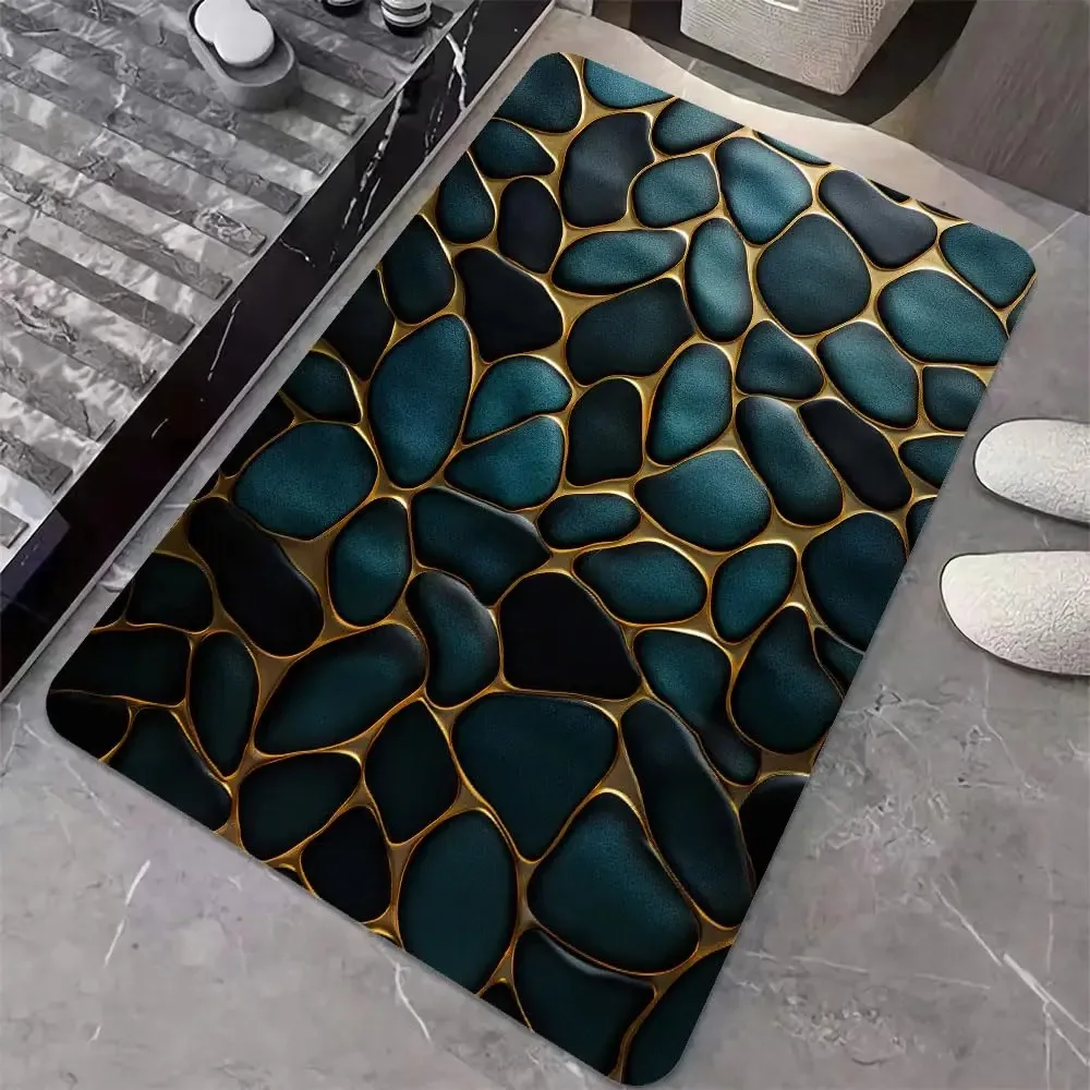 

3D Stone Design Diatom Mud Absorbent Bathroom Floor Mats Quick-Drying Non-Slip Floor Carpet Living Room Bedroom Entrance Decor M