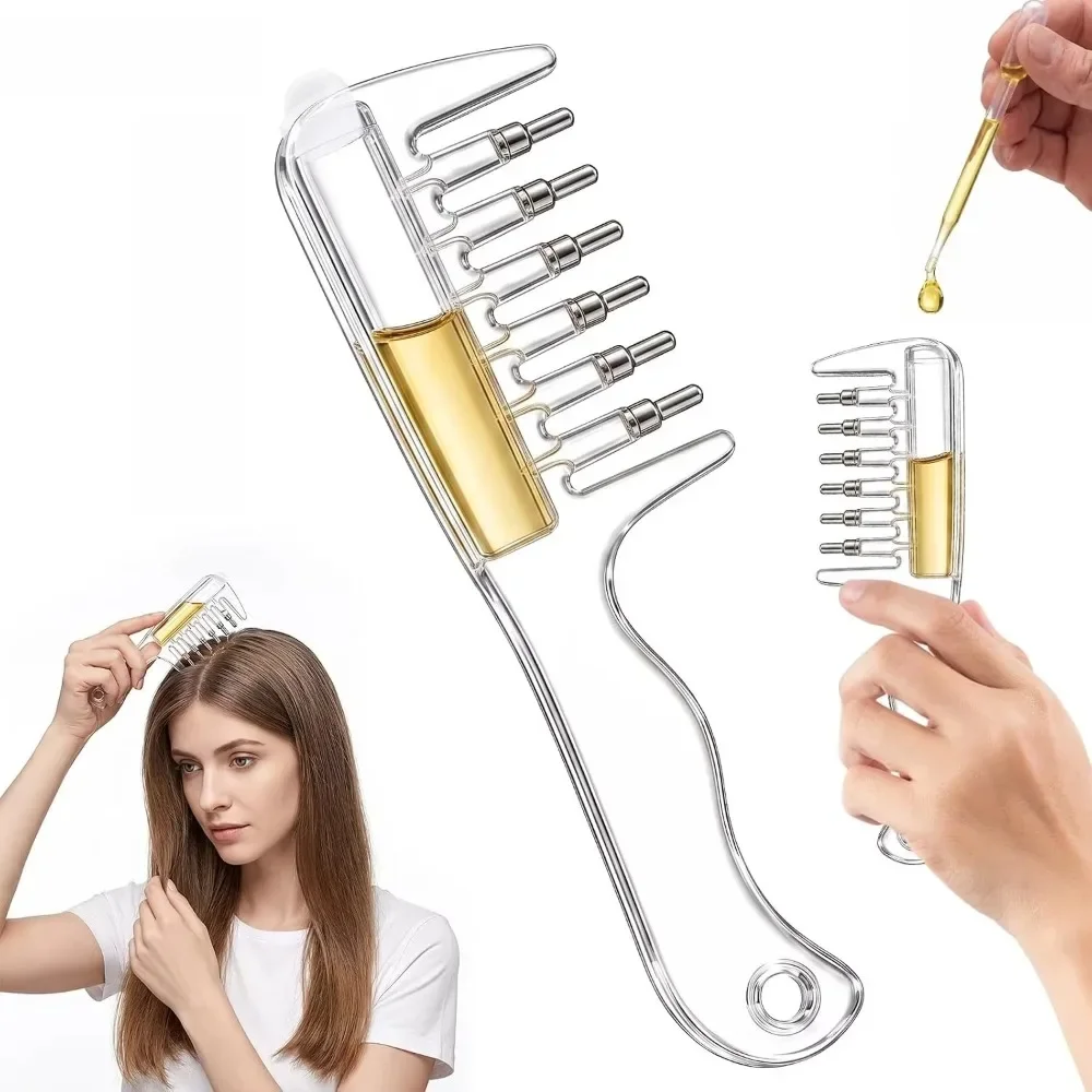 Scalp Applicator Liquid Comb Essential Oil Infusion Hair Comb Rolling Ball Scalp Massager Essential Applying Hair Styling Tool