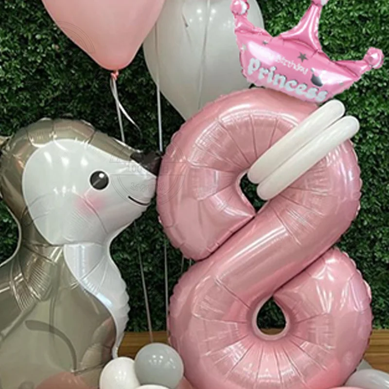 47pcs Easter Themed Rabbit Foil Balloon 32inch Pink Number 1-9 Grey White Pink Latex Balloon Set for Girl Birthday Wedding Party