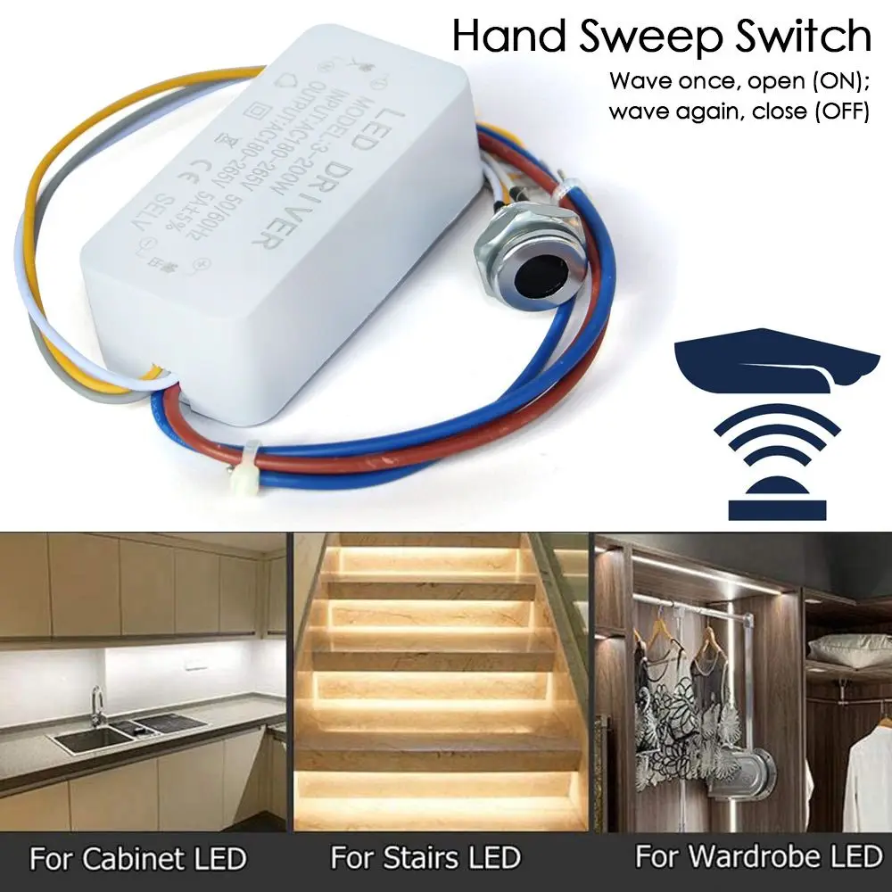 220V Smart Switch Cabinet Light Detector Hand Sweep Switch Motion Sensor IR Sensor Switch