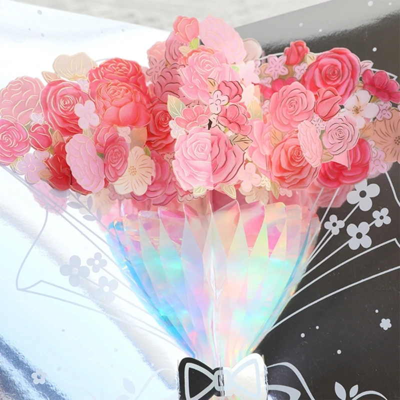 Biglietto per anniversari matrimonio con rose 3D Biglietto auguri creativo con lettera benedizione delle rose Dropship