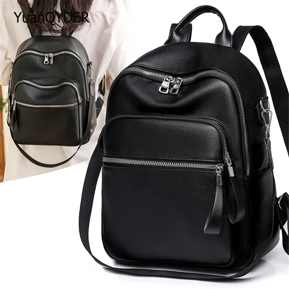 

Women Large Capacity Backpacks Purses High Quality Leather Female Vintage Bag School Bags Travel Bagpack Ladies Bookbag Rucksack