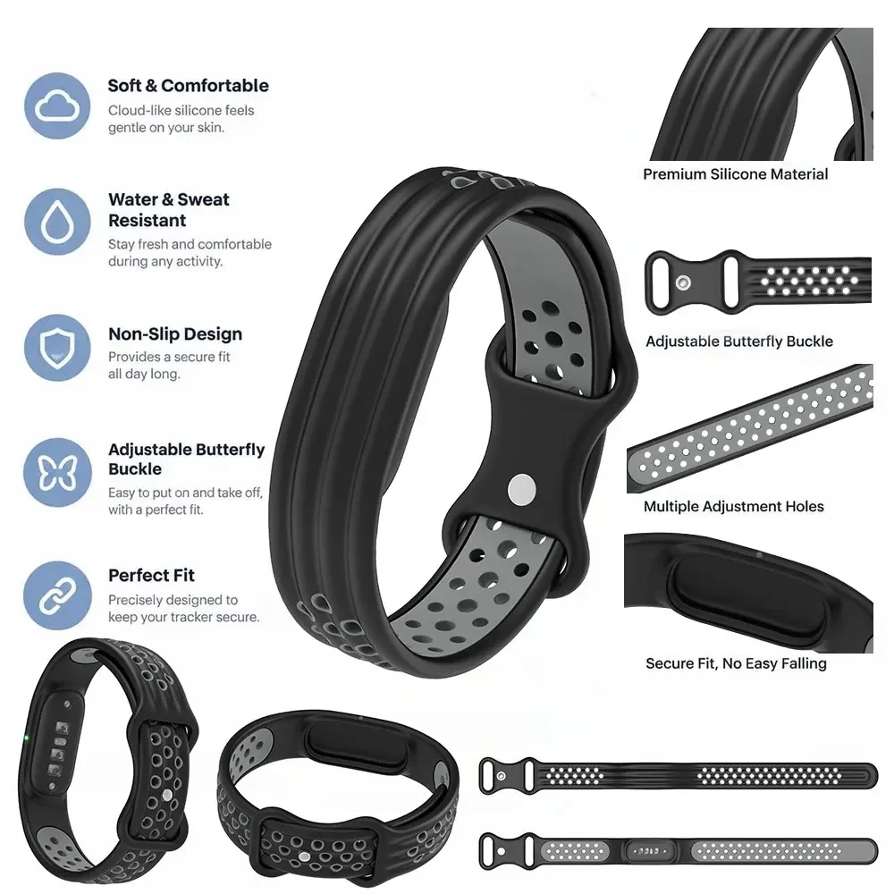 Two-tone Silicone Wristband for Google Fitbit Air Strap Fitness Tracker Replacement Band for Google Fitbit Air Accessory
