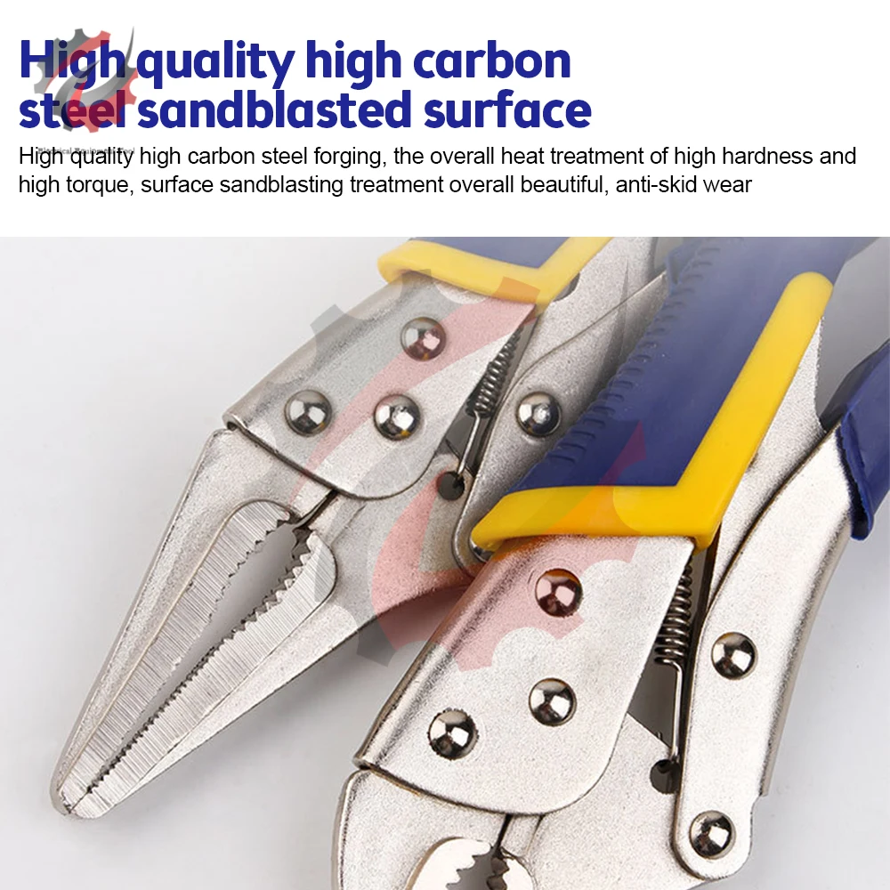 9 Inch 10Inch Curved Jaw Locking Pliers with Wire Cutter & Grip Straight Jaw Locking Pliers Long Nose Locking Pliers