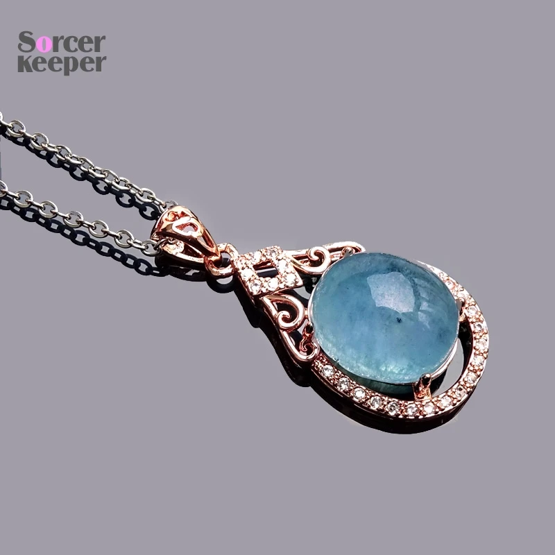 

Natural Oval Shape Aquamarine Gemstone Gold Plated Faceted Craft Pendants For Jewelry Making DIY Women Necklace BK029