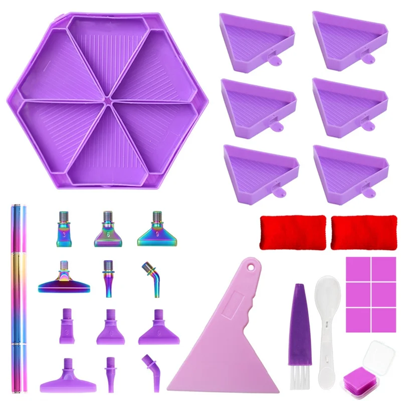 

Sensitive 6 Grid Palette Diamond Painting Tray Kits Hexagon Large Capacity Drill Plate Diamond Painting Pen Art Cross Stitch