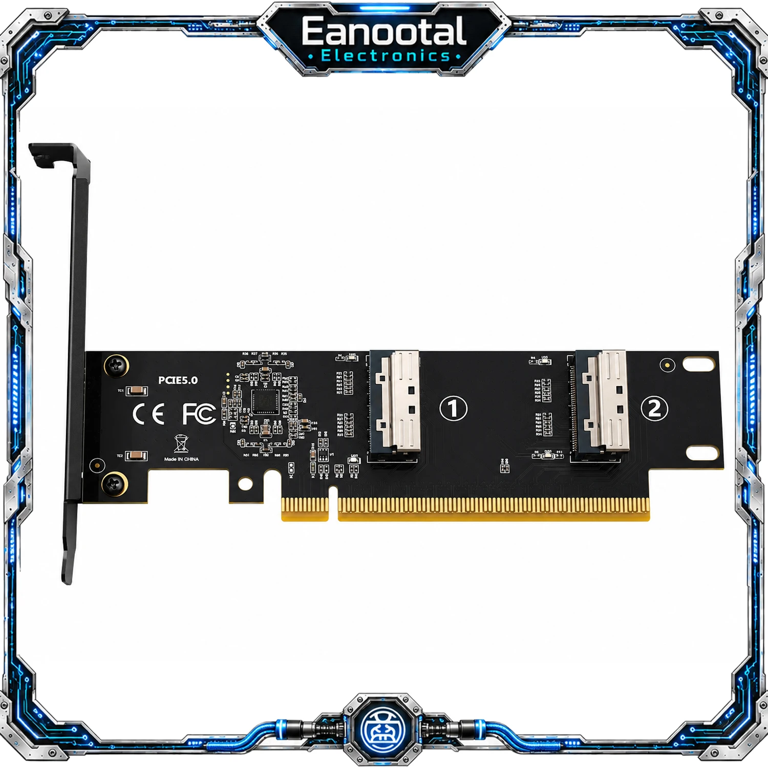 PCIe 5.0 X16 to Dual MCIO 8i Riser Kit GPU NIC U.2 SSD Expansion Adapter for Server Workstation Computer System