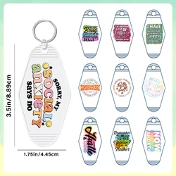 5pcs Inspirational Words Wholesale Waterproof Motel Keychain UV DTF Wrap Transfer Hotel Key Chains Design