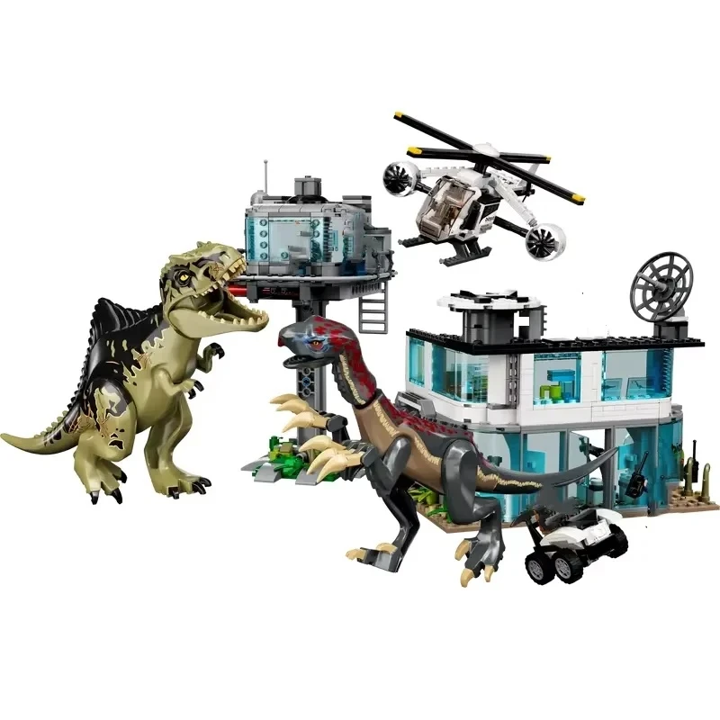 Set compatibili Serie di dinosauri Blocchi di costruzione Giganotosaurus & Therizinosaurus Attack 76949 Parco mondiale per bambini Giocattoli Regali