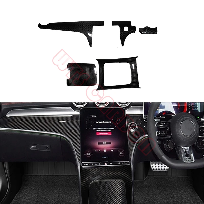 LHD RHD Real Carbon Fiber Interior Trim Dashboard Kits Center Console Cover For Mercedes C Class W206 2022up